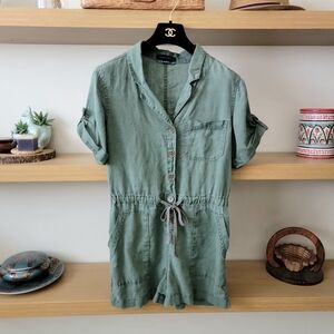 Sanctuary Green Linen Romper Jumpsuit